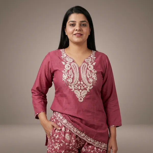 Dark_Onion_Peach_Hand_Embroidered_Co-Ord_Set_For_Women
