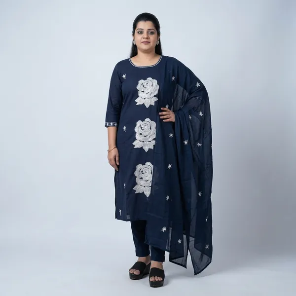 Dark_Blue_Embroidered_3-Piece_Suit_Set_For_Women