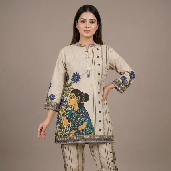 Light_Camel_Printed_Sequin_Work_Co-Ord_Set_For_Women