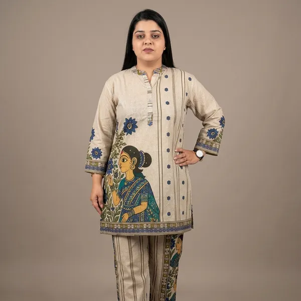 Light_Camel_Printed_Sequin_Work_Co-Ord_Set_For_Women