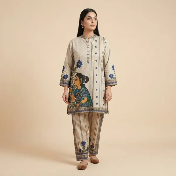 Light_Camel_Printed_Sequin_Work_Co-Ord_Set_For_Women