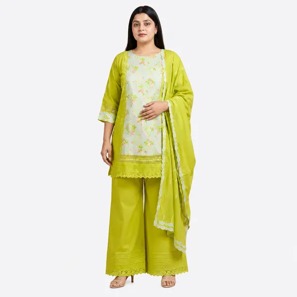 Lime_Green_Crochet_Floral_Embroidered_Suit_Set_For_Women