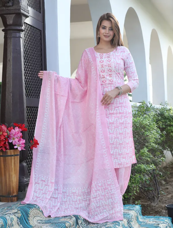 Pink_Floral_Printed_Straight_Kurta_Salwar_Set_For_Women