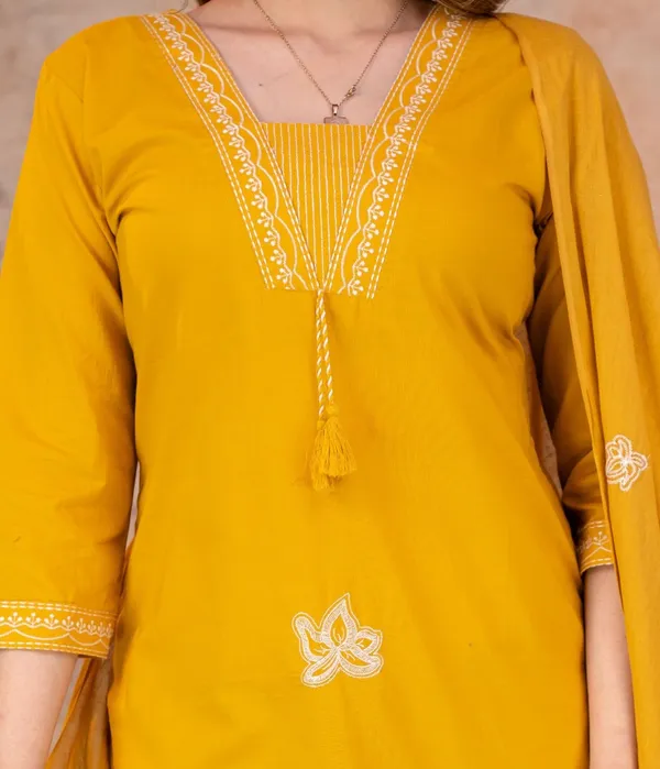 Mustard_Embroidered_Straight_Kurta_Set_For_Women