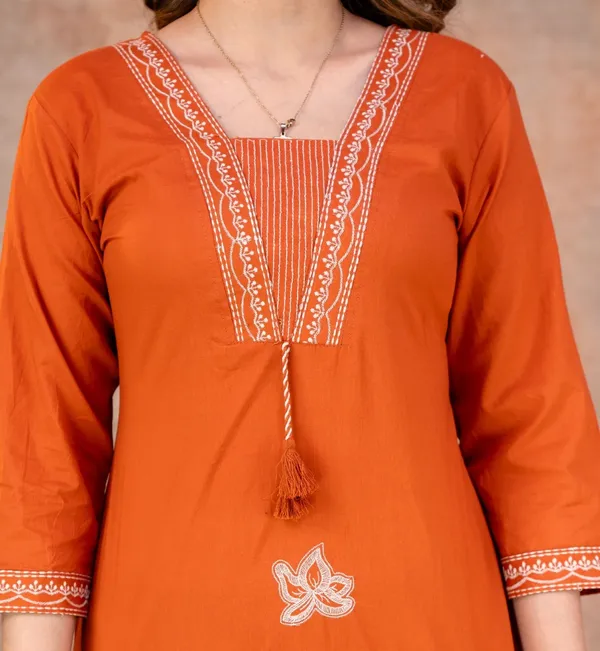 Orange_Embroidered_Straight_Kurta_Set_For_Women