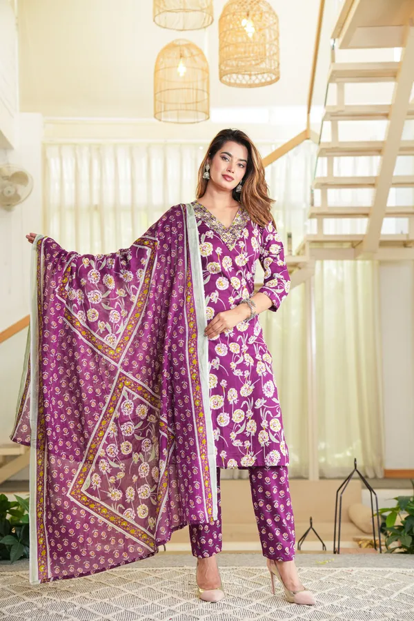 Purple_Floral_Printed_Straight_Kurta_Set_For_Women