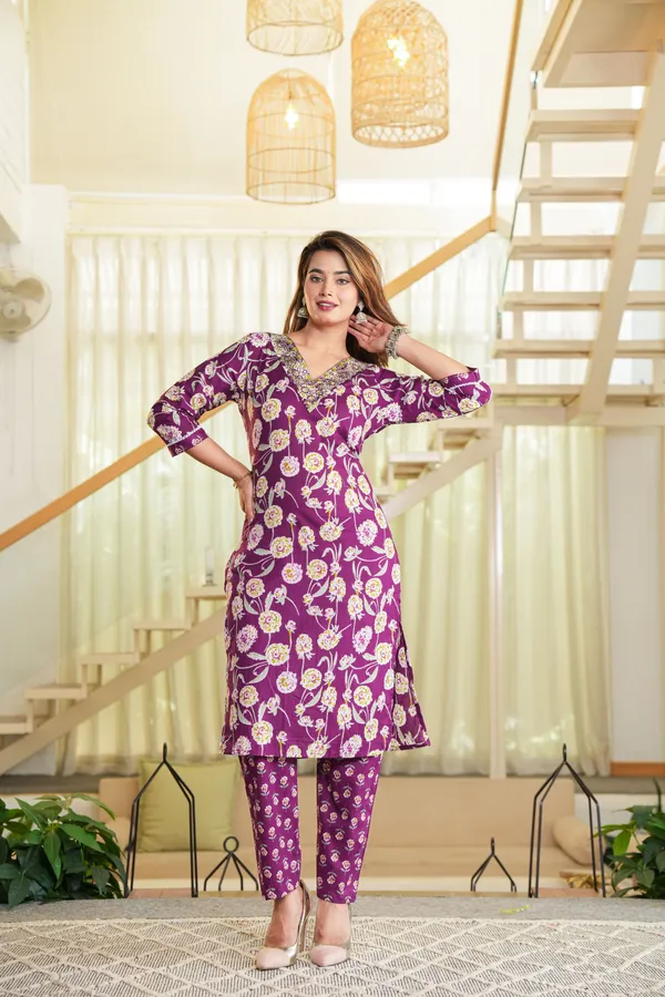 Purple_Floral_Printed_Straight_Kurta_Set_For_Women