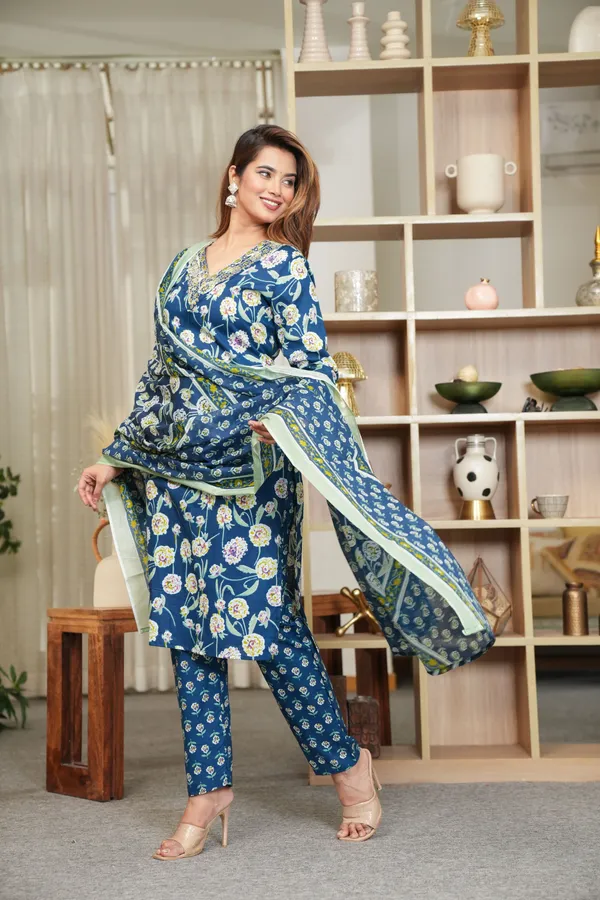 Blue_Floral_Printed_Straight_Kurta_Set_With_Dupatta_For_Women