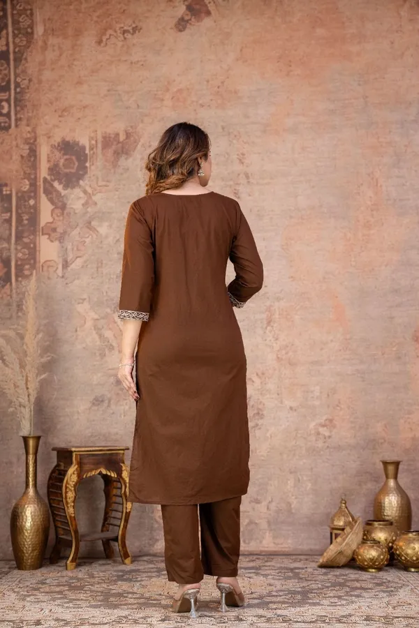 Brown_Embroidered_Straight_Kurta_Suit_Set_For_Women