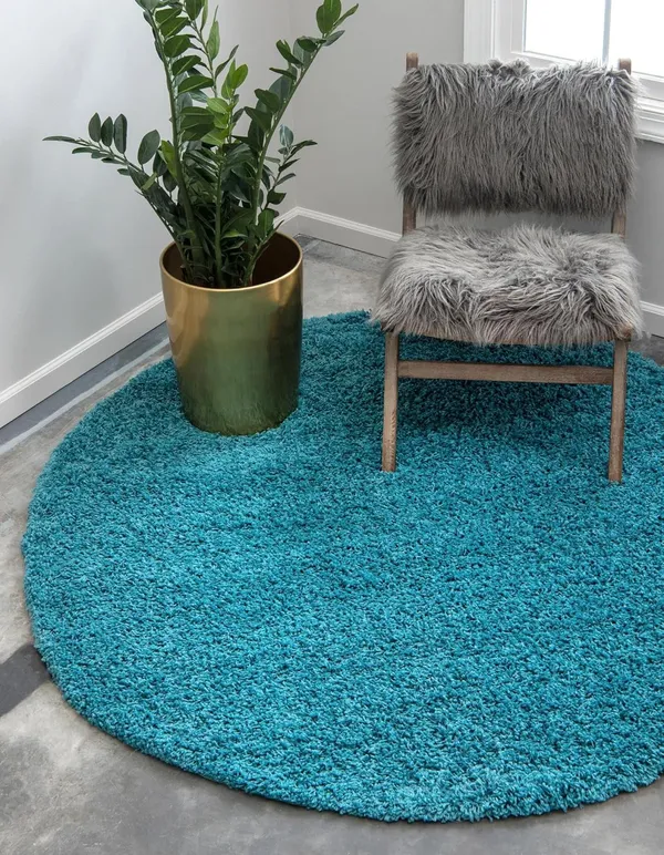 Microfiber_Polyester_Shaggy_Solid_Round_Shaggy_Rug_Turquoise