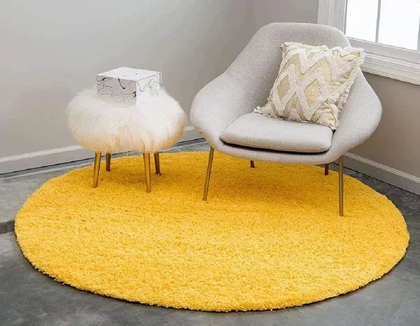 Microfiber_Polyester_Shaggy_Plain_Round_Shaggy_Rug_Yellow