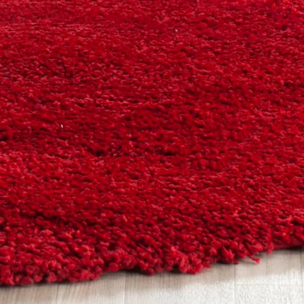 Microfiber_Polyester_Modern_Solid_Red_Round_Shaggy_Rug