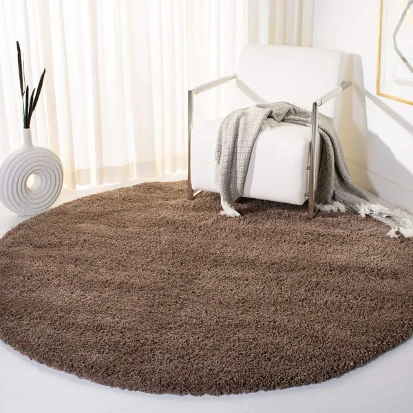 Microfiber_Polyester_Modern_Solid_Round_Shaggy_Rug_Taupe