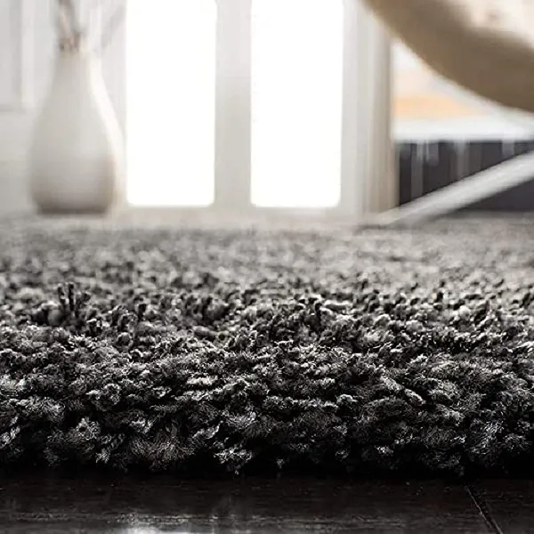 Microfiber_Polyester_Modern_Solid_Round_Shaggy_Rug_Grey