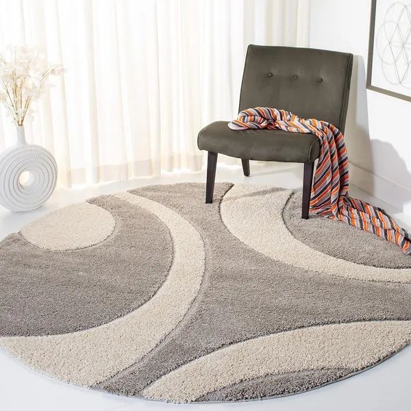 Microfiber_Polyester_Solid_Beige_And_Off_White_Round_Shaggy_Rug