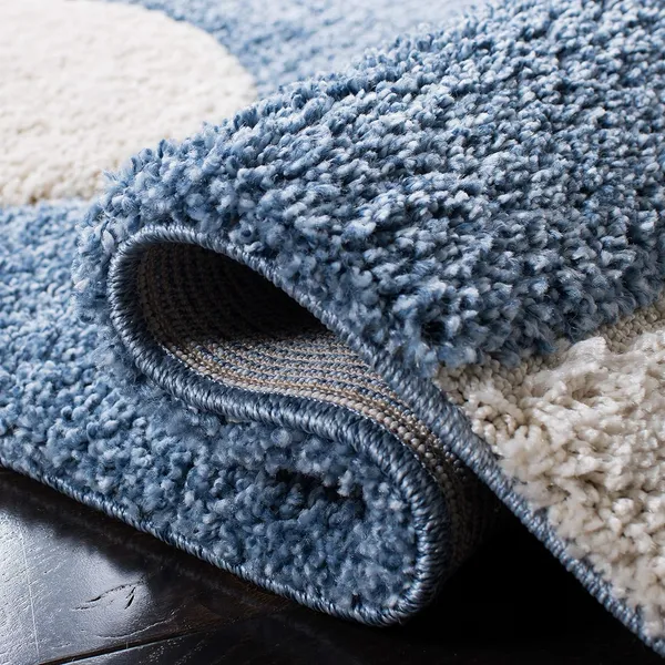 Microfiber_Polyester_Bohemian_Teal_Blue_Ivory_Round_Shaggy_Rug