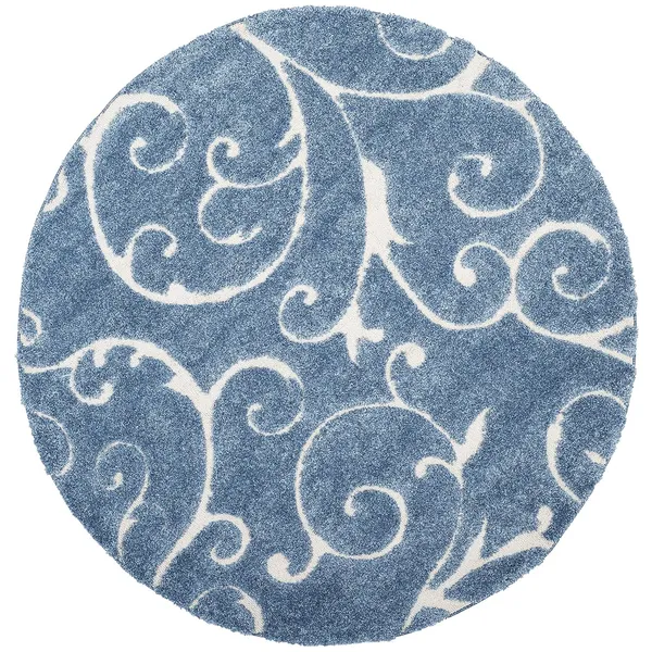 Microfiber_Polyester_Solid_Teal_Blue_Round_Shaggy_Rug