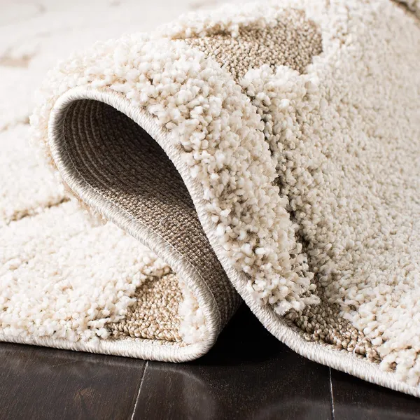 Microfiber_Polyester_Bohemian_Ivory_Beige_Floral_Round_Shaggy_Rug