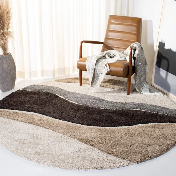 Microfiber_Polyester_Bohemian_Black_And_Grey_Round_Shaggy_Rug