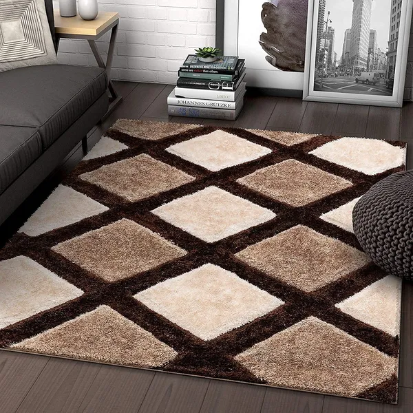 Microfiber_Polyester_Handcrafted_Plain_Shaggy_Rug_Brown_Beige_Ivory