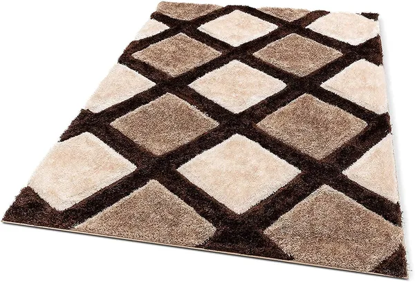 Microfiber_Polyester_Handcrafted_Plain_Shaggy_Rug_Brown_Beige_Ivory