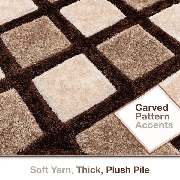 Microfiber_Polyester_Handcrafted_Plain_Shaggy_Rug_Brown_Beige_Ivory