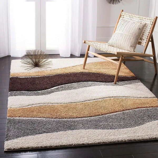 Microfiber_Polyester_Handcrafted_Multicolor_Shaggy_Rug_Brown_Ivory