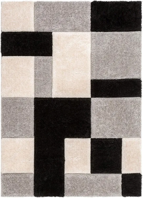 Microfiber_Polyester_Handcrafted_Black_Silver_Ivory_Square_Shaggy_Rug