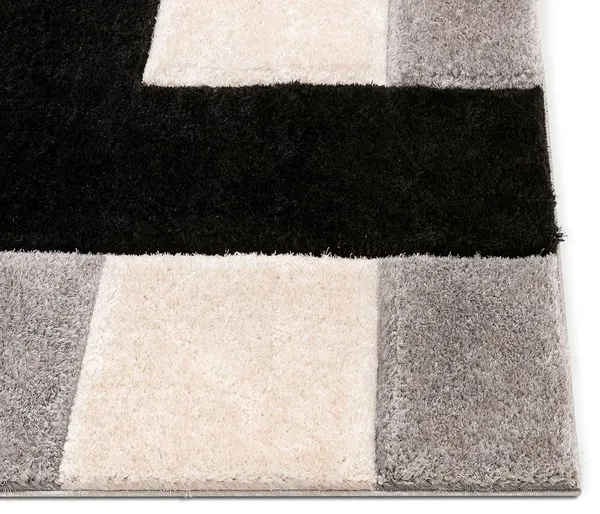Microfiber_Polyester_Handcrafted_Black_Silver_Ivory_Square_Shaggy_Rug