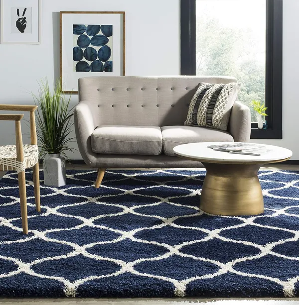Microfiber_Polyester_Handcrafted_Plain_Shaggy_Rug_Blue_Ivory