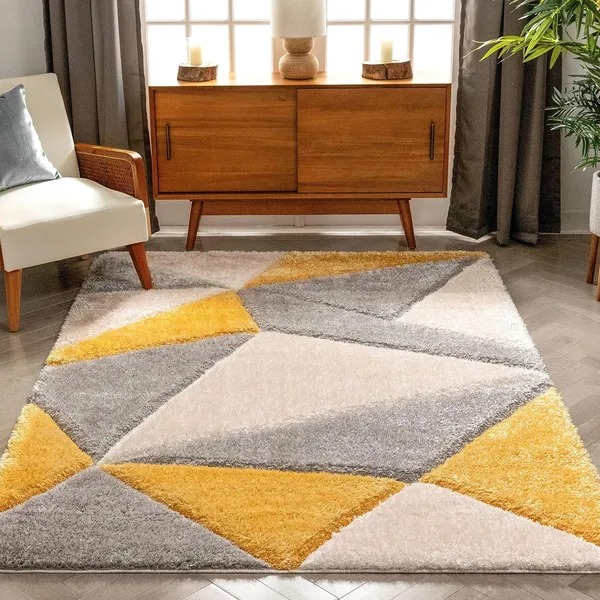 Microfiber_Polyester_Handcrafted_Plain_Gold_Square_Shaggy_Rug