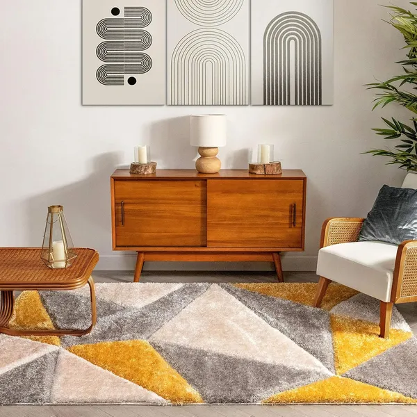Microfiber_Polyester_Handcrafted_Plain_Gold_Square_Shaggy_Rug