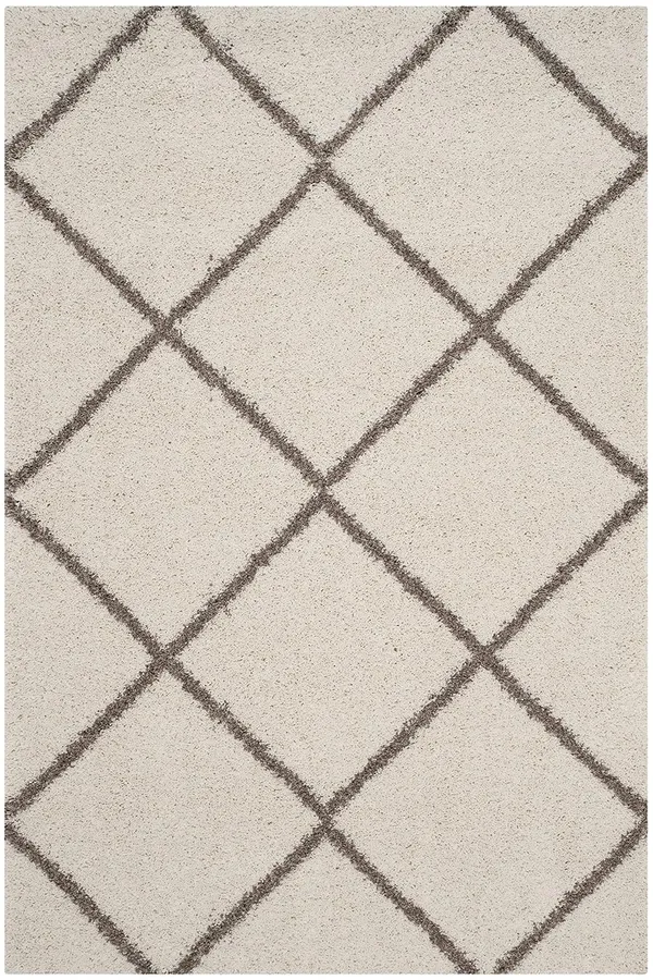 Microfiber_Polyester_Handcrafted_Trellis_Square_Shaggy_Rug_Ivory_Beige