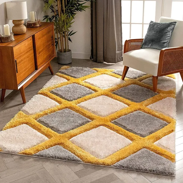 Microfiber_Polyester_Handcrafted_Silver_Yellow_Shaggy_Rug