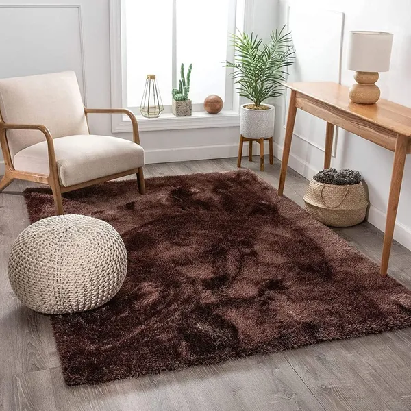 Microfiber_Polyester_Modern_Solid_Brown_Shaggy_Rug