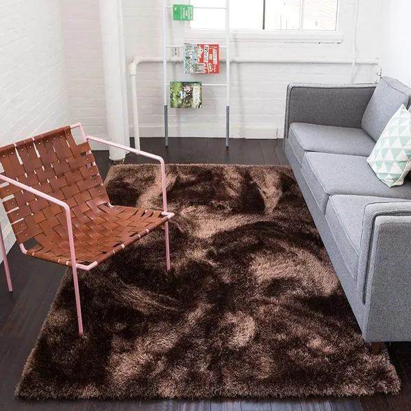 Microfiber_Polyester_Modern_Solid_Brown_Shaggy_Rug