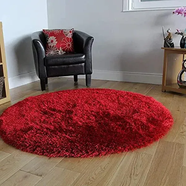 Microfiber_Polyester_Modern_Plain_Shaggy_Rug_Red