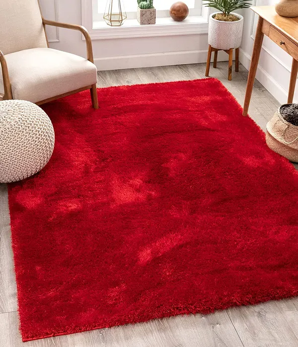 Microfiber_Polyester_Modern_Plain_Shaggy_Rug_Red
