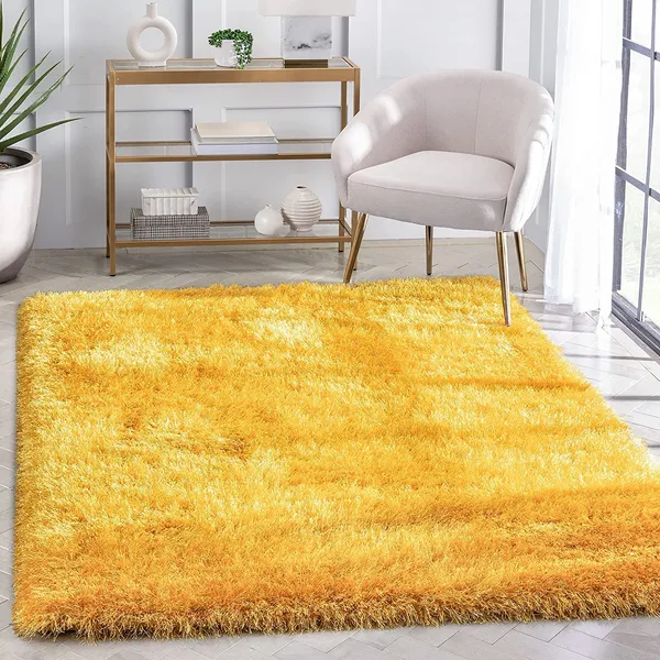 Microfiber_Polyester_Modern_Plain_Shaggy_Rug_Yellow