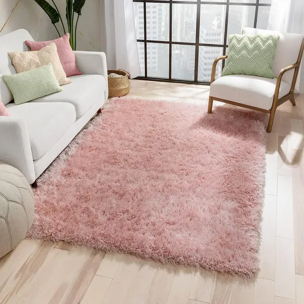 Microfiber_Polyester_Hand_Woven_Plain_Shaggy_Rug_Pink