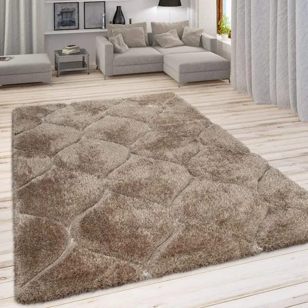 Microfiber_Polyester_Modern_Moroccan_3D_Shaggy_Rug_Beige