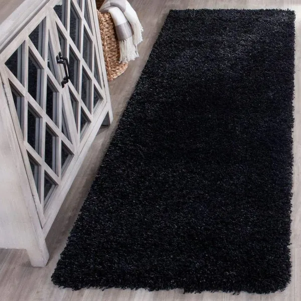Microfiber_Polyester_Modern_Plain_Faux_Fur_Shaggy_Rug_Black