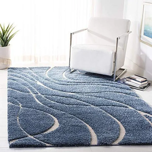 Microfiber_Polyester_Hand_Woven_Wave_Blue_Shaggy_Rug