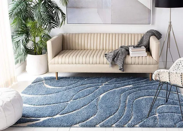 Microfiber_Polyester_Hand_Woven_Wave_Blue_Shaggy_Rug