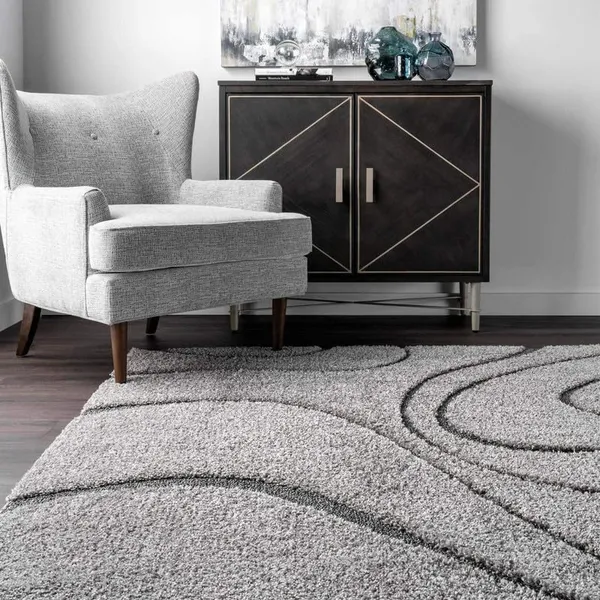 Microfiber_Polyester_Hand_Woven_Wave_Grey_Faux_Fur_Shaggy_Rug