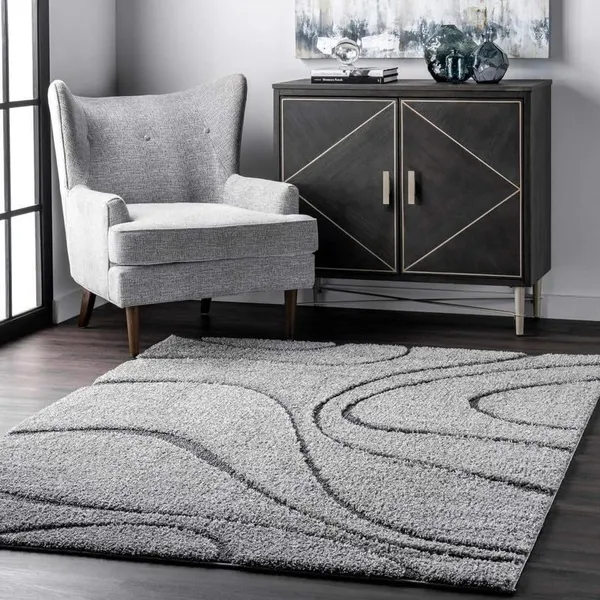 Microfiber_Polyester_Hand_Woven_Wave_Grey_Faux_Fur_Shaggy_Rug