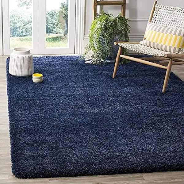 Microfiber_Polyester_Hand_Woven_Solid_Navy_Blue_Shaggy_Rug