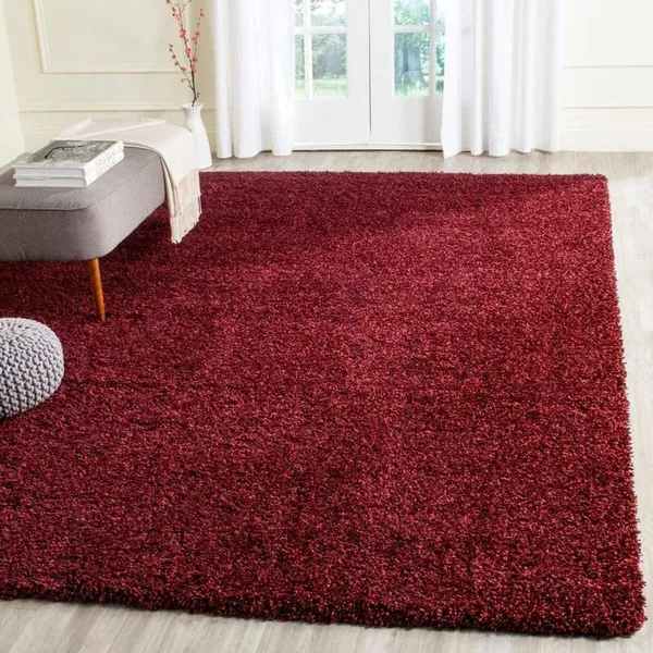 Microfiber_Polyester_Hand_Woven_Solid_Red_Shaggy_Rug