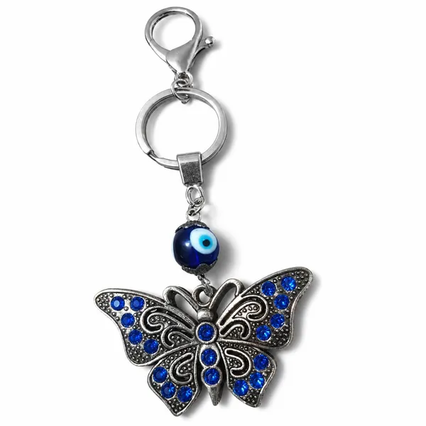 Blue_Metal_Crystal_Stone_Evil_Eye_Butterfly_Keychain_Bag_Charm_And_Blue_Silver_Metal_Evil_Eye_Ganesha_Keychain_For_Men_Women_|_Pack_Of_2