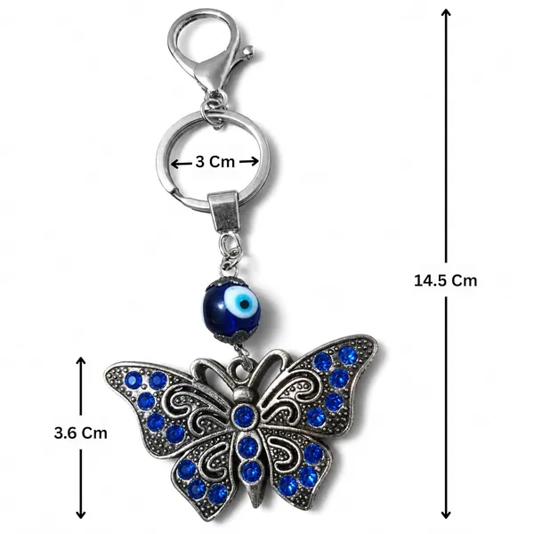 Blue_Metal_Crystal_Stone_Evil_Eye_Butterfly_Keychain_Bag_Charm_And_Blue_Silver_Metal_Evil_Eye_Ganesha_Keychain_For_Men_Women_|_Pack_Of_2